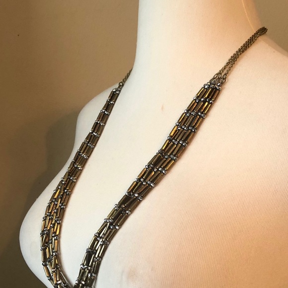 Chico’s 6 Strand Beaded Necklace 16” Gold Tone euc - Picture 3 of 5